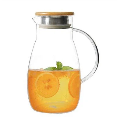 Teko Kaca 1700ml dengan Tutup Bambu