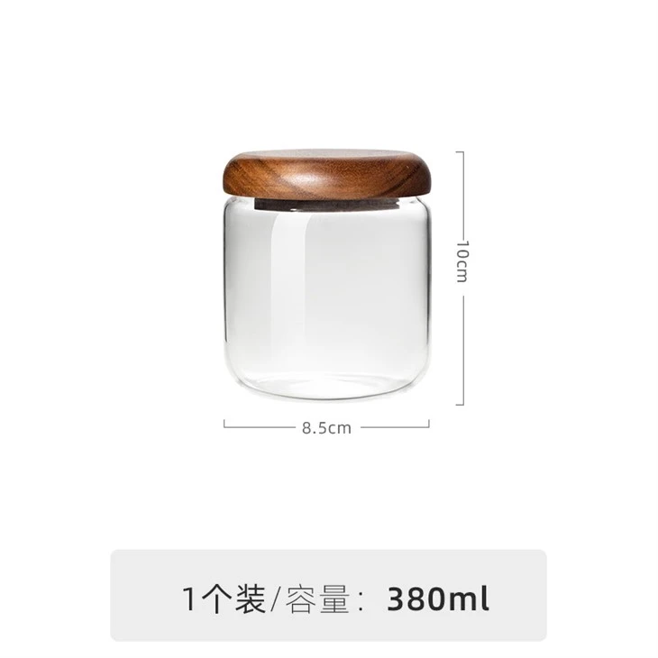 Glass Storage Jar Sealed With Acacia Wood Lid