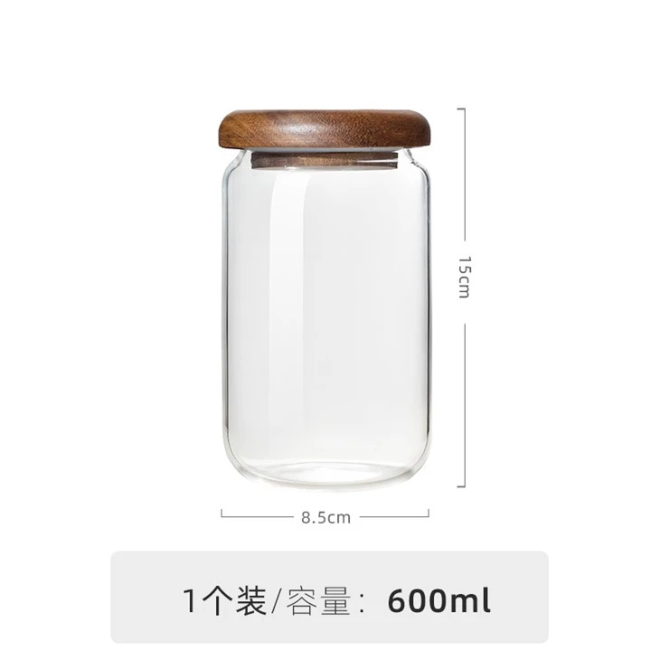 Glass Storage Jar Sealed With Acacia Wood Lid