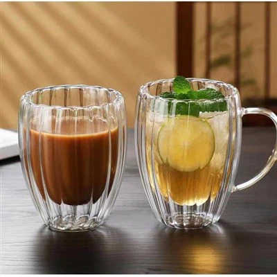 Mug Kaca Dinding Ganda Bergaris