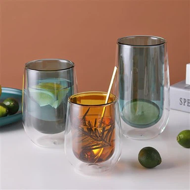 Tumbler Kaca Dinding Ganda Berwarna
